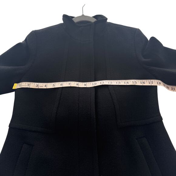 Talbots Italian Wool Blend Stadium Coat Zip Up Size 6 Black Longline Classy - Picture 14 of 16